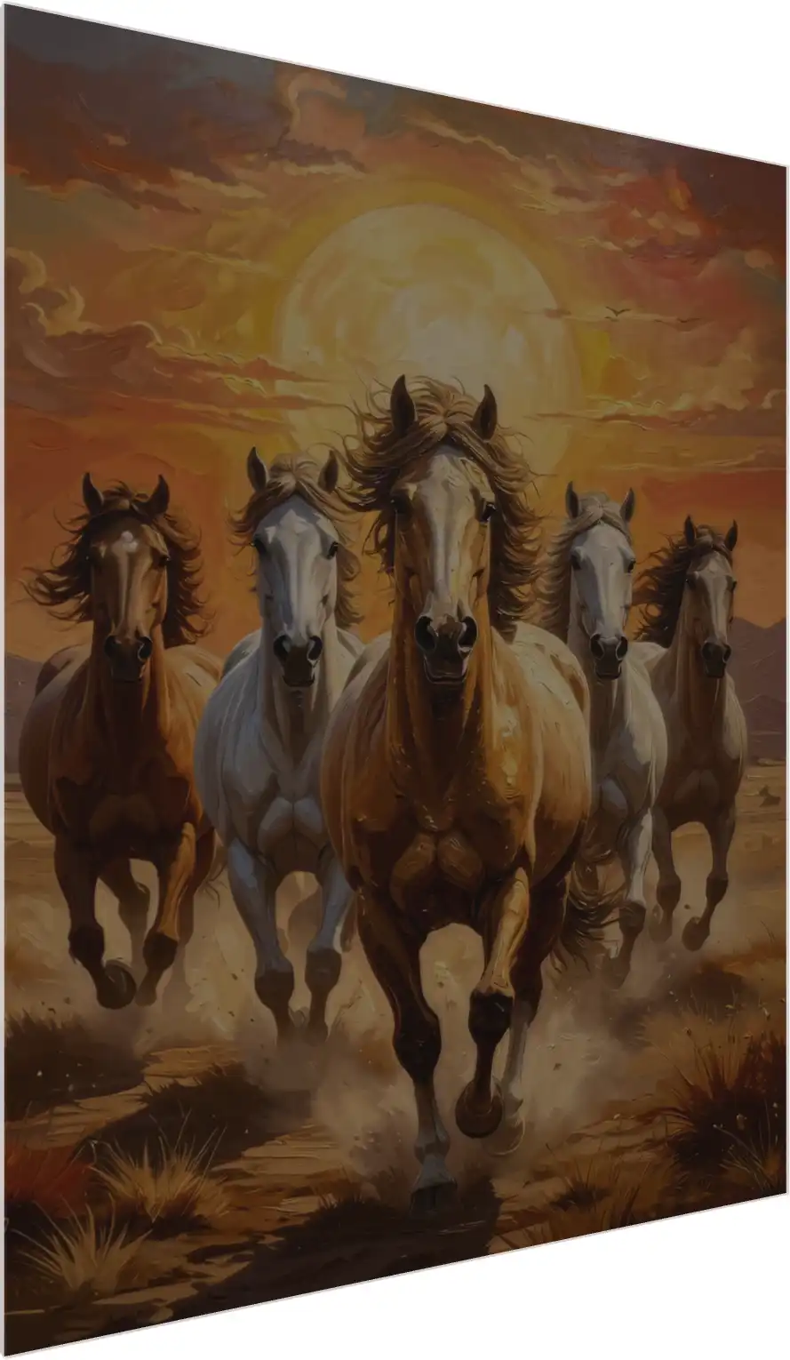 Dynamic Seven Horses Vastu Portrait — acrylic preview | PrintPosters.in
